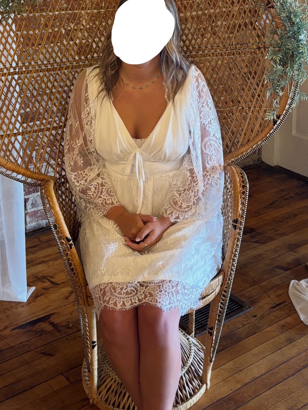 White Lace Bridal Robe with Tie Front